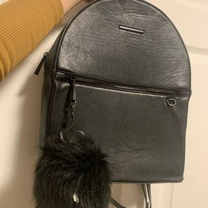 ALDO Womens Craspedia Backpack Black On Black Faux Fur.
